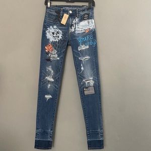 American Eagle Super Stretch High Rise graffiti Jegging NWT